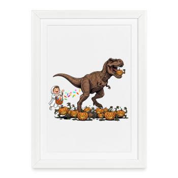 T-Rex Halloween DinoFun - Framed poster (27 × 37 cm) - white - Front