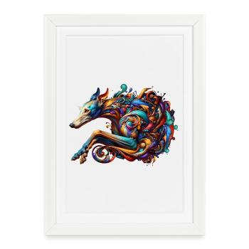 Galgo Grafik - Gerahmtes Poster (27 × 37 cm) - Weiß - Vorne