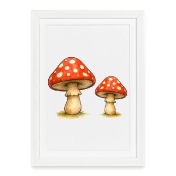 Red Toadstool Duo - Framed poster (27 × 37 cm) - white - Front