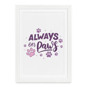 Always on Day Pawprints Violet - Affiche encadrée (27 × 37 cm) - blanc - Devant