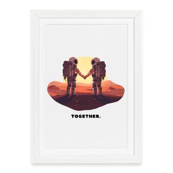 Astronaut Couple — Love On Mars - Framed poster (27 × 37 cm) - white - Front