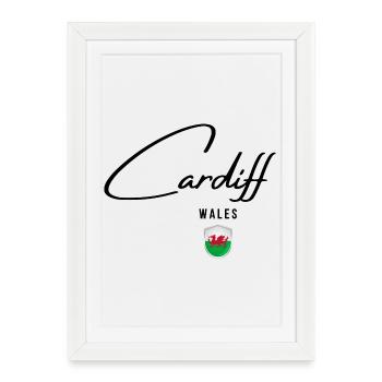 Design élégant Cardiff, fierté galloise - Affiche encadrée (27 × 37 cm) - blanc - Devant