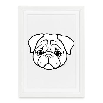 T-shirt pour chiens carlins - Affiche encadrée (27 × 37 cm) - blanc - Devant
