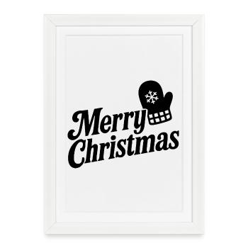 Joyeux Noël avec le Gant Flocon de Neige - Affiche encadrée (27 × 37 cm) - blanc - Devant