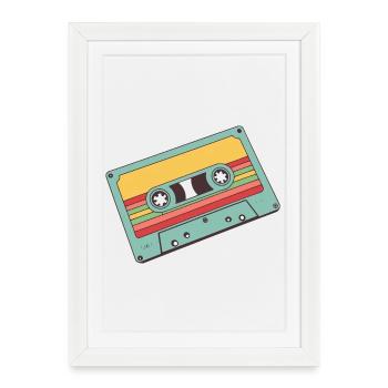 Cassette Pastel Rétro - Affiche encadrée (27 × 37 cm) - blanc - Devant