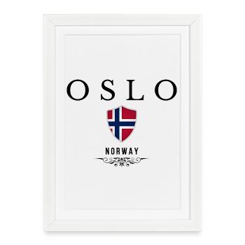 Souvenir Oslo, Oslo Norvège - Affiche encadrée (27 × 37 cm) - blanc - Devant