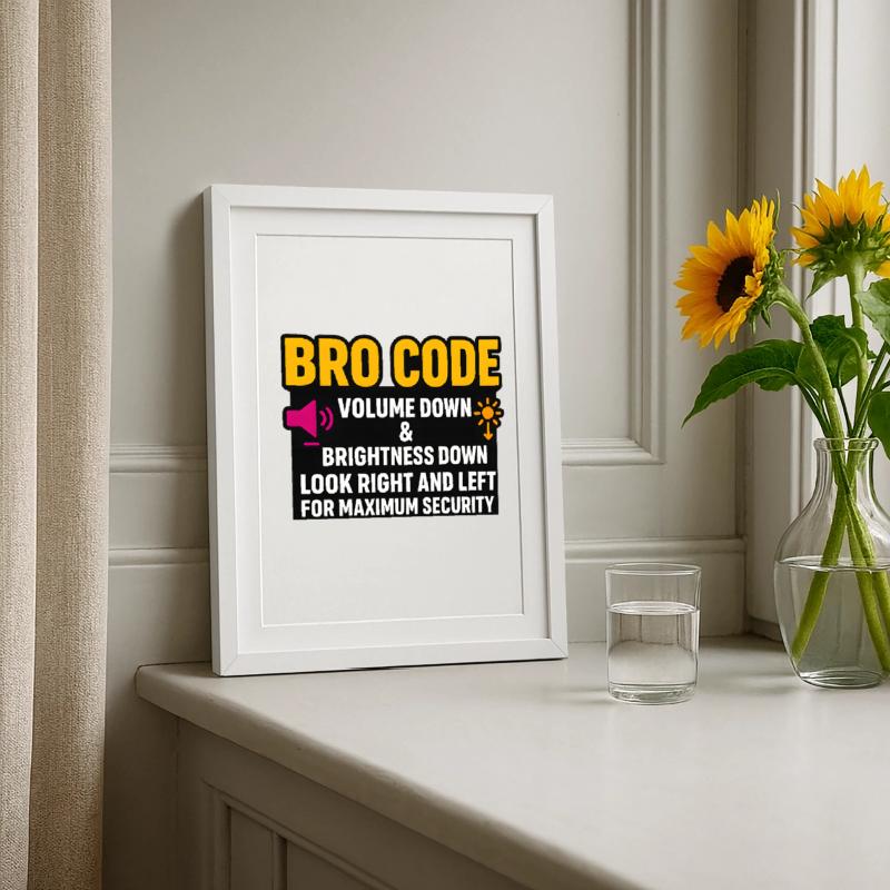 Code bro volume vers le bas Regarde à droite à gauche, drôle Affiche encadrée (27 × 37 cm)