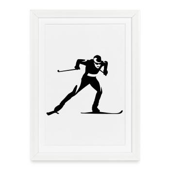 Ski de fond - Affiche encadrée (27 × 37 cm) - blanc - Devant