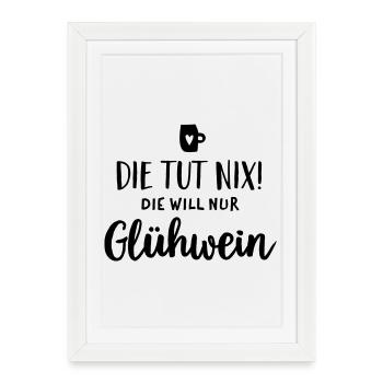 Elle ne fait rien à Noël au vin chaud - Affiche encadrée (27 × 37 cm) - blanc - Devant