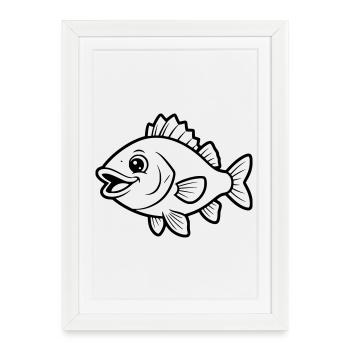 Page de coloriage de bandes dessinées Poisson Perch Mignon - Affiche encadrée (27 × 37 cm) - blanc - Devant