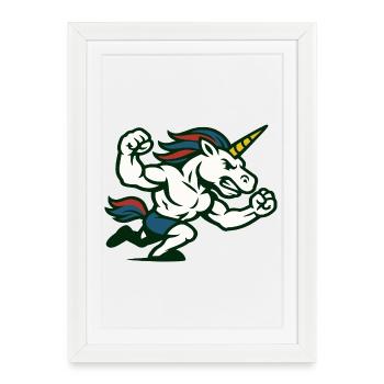Power Unicorn Running Strong Fantasy Illustration - Framed poster (27 × 37 cm) - white - Front