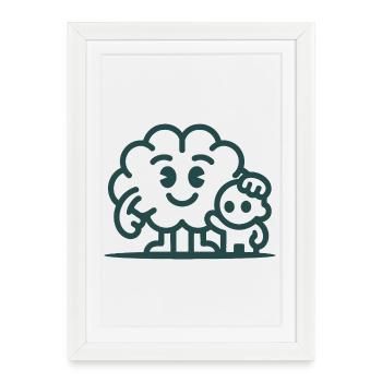 Friendly Cloud Duo Illustration - Framed poster (27 × 37 cm) - white - Front