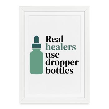 Homéopathie Real Healers Flacons compte-gouttes Profession - Affiche encadrée (27 × 37 cm) - blanc - Devant