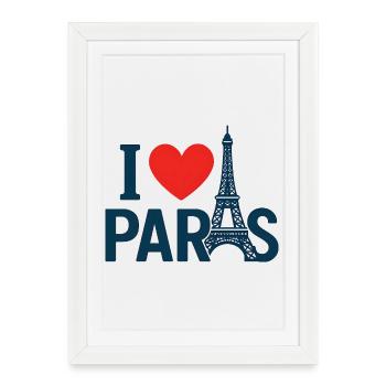J'aime Paris et Tour Eiffel - Affiche encadrée (27 × 37 cm) - blanc - Devant