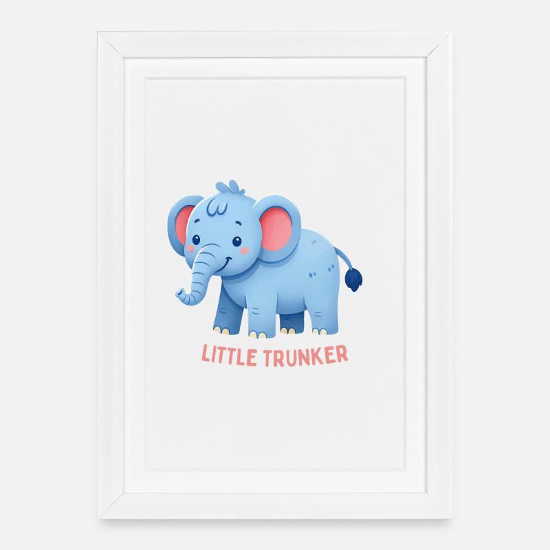 Rosa Ohr-Elefant - Gerahmtes Poster (27 × 37 cm) - Weiß