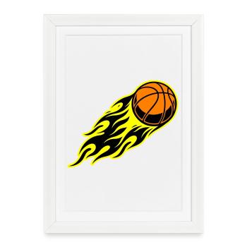 Basketball flame - Framed poster (27 × 37 cm) - white - Front