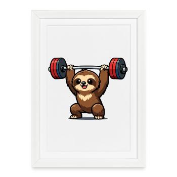 Powerful sloth lift - Framed poster (27 × 37 cm) - white - Front