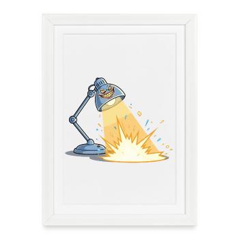 Lampe Explosive Espiègle - Affiche encadrée (27 × 37 cm) - blanc - Devant