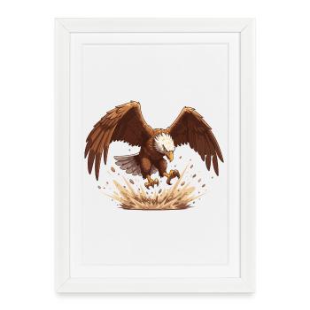 Aigle à l’automne - Affiche encadrée (27 × 37 cm) - blanc - Devant