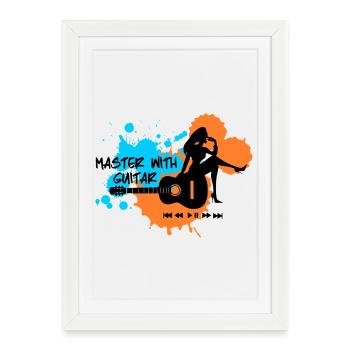 Maître à la guitare - Blue Orange - Affiche encadrée (27 × 37 cm) - blanc - Devant