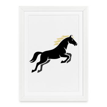 Noble Horse Mane Equestrian - Affiche encadrée (27 × 37 cm) - blanc - Devant