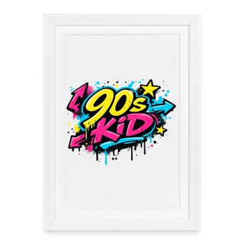 90s Kid Graffiti Burst - Framed poster (27 × 37 cm) - white - Front