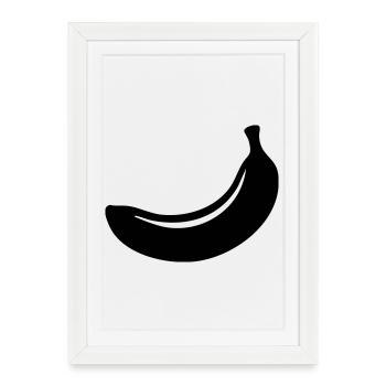 Banana Silhouette – Tropical Fruit Design - Framed poster (27 × 37 cm) - white - Front