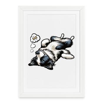 Border Collie Propriétaire Collie Amant de Collie - Affiche encadrée (27 × 37 cm) - blanc - Devant