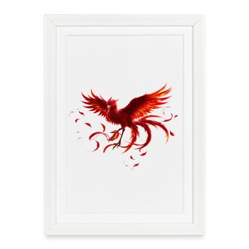 Scarlet Phoenix in flight - Framed poster (27 × 37 cm) - white - Front