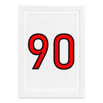 90. 90 ANS. 90e ANNIVERSAIRE. ANNIVERSAIRE 90 ANS. - Affiche encadrée (27 × 37 cm) - blanc - Devant