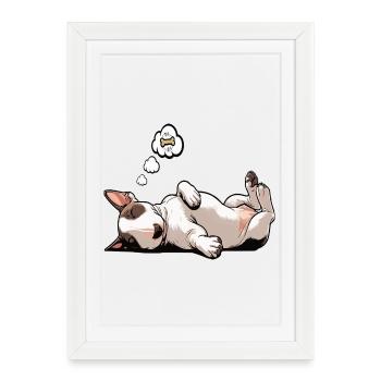 Bull Terrier miniature Bully Bull Terrier Propriétaire - Affiche encadrée (27 × 37 cm) - blanc - Devant