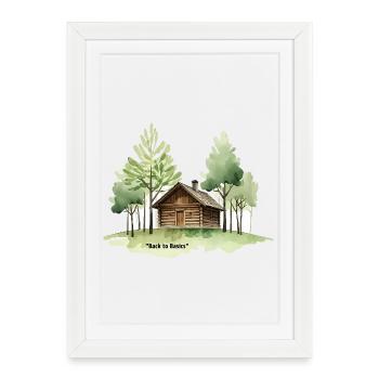 Back to Basics Cabin in Woods - Framed poster (27 × 37 cm) - white - Front