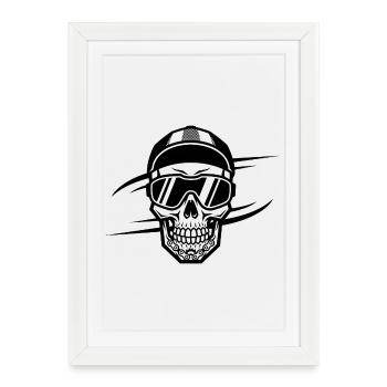 Skull Bicycle VTT VTT Conception de VTT - Affiche encadrée (27 × 37 cm) - blanc - Devant