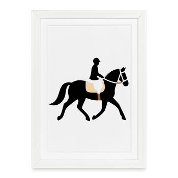 Logo de la silhouette du cavalier - Affiche encadrée (27 × 37 cm) - blanc - Devant