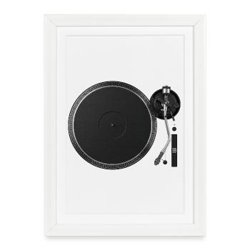 Disque vinyle vinyle minimaliste à platine - Affiche encadrée (27 × 37 cm) - blanc - Devant