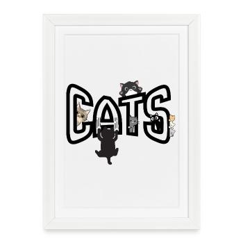 Des chats qui dépassent du bord - Affiche encadrée (27 × 37 cm) - blanc - Devant