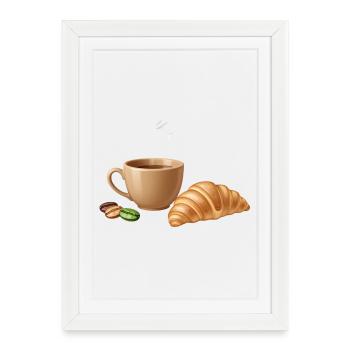 Coffee Croissant Moment - Framed poster (27 × 37 cm) - white - Front