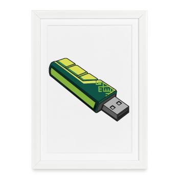 usb_en_tonos_verdes - Affiche encadrée (27 × 37 cm) - blanc - Devant