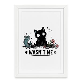 N’étais-je pas drôle chat noir avec cassé - Affiche encadrée (27 × 37 cm) - blanc - Devant