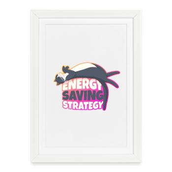 Stratégie d’économie d’énergie Chat - Affiche encadrée (27 × 37 cm) - blanc - Devant