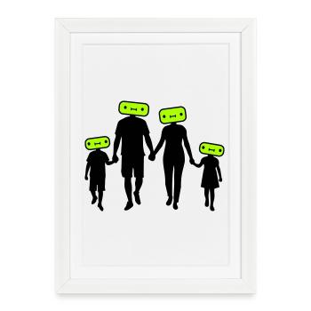 Silhouette familiale Chers enfants Parents Maman Papa - Affiche encadrée (27 × 37 cm) - blanc - Devant