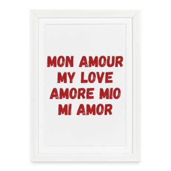 Amour international multilingue. Romantique. - Affiche encadrée (27 × 37 cm) - blanc - Devant