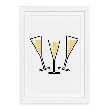 3 Sektgläser (Sekt / Trichter / Zu / 2C) - Affiche encadrée (27 × 37 cm) - blanc - Devant