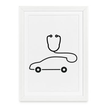 Logo de diagnostic automobile du mécanicien automobile - Affiche encadrée (27 × 37 cm) - blanc - Devant