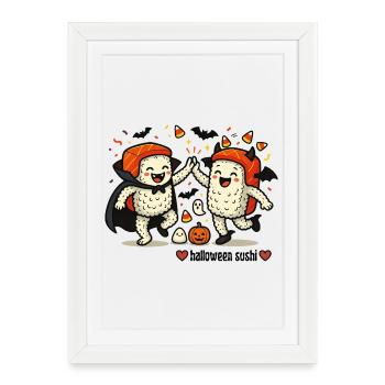 Fête sushi d’Halloween - Affiche encadrée (27 × 37 cm) - blanc - Devant
