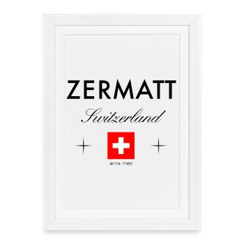Coordonnées de Zermatt, Suisse Souvenir de voyage - Affiche encadrée (27 × 37 cm) - blanc - Devant