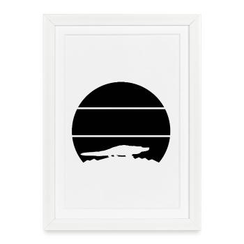 Alligator Sunset Retro Reptiles - Affiche encadrée (27 × 37 cm) - blanc - Devant