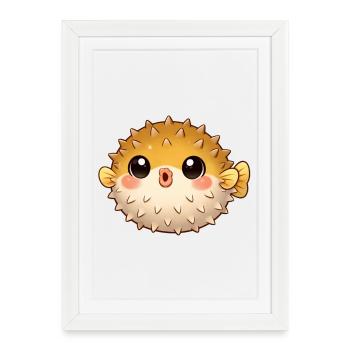 Poisson-globe - Affiche encadrée (27 × 37 cm) - blanc - Devant