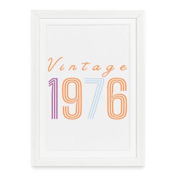 "Vintage 1976" Retro Birthday Design - Framed poster (27 × 37 cm) - white - Front