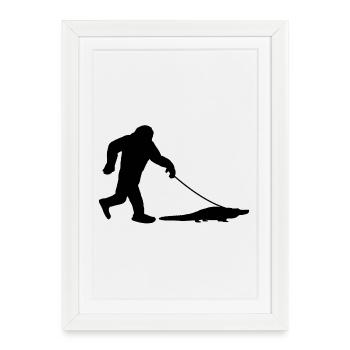 Bigfoot avec alligator - Affiche encadrée (27 × 37 cm) - blanc - Devant